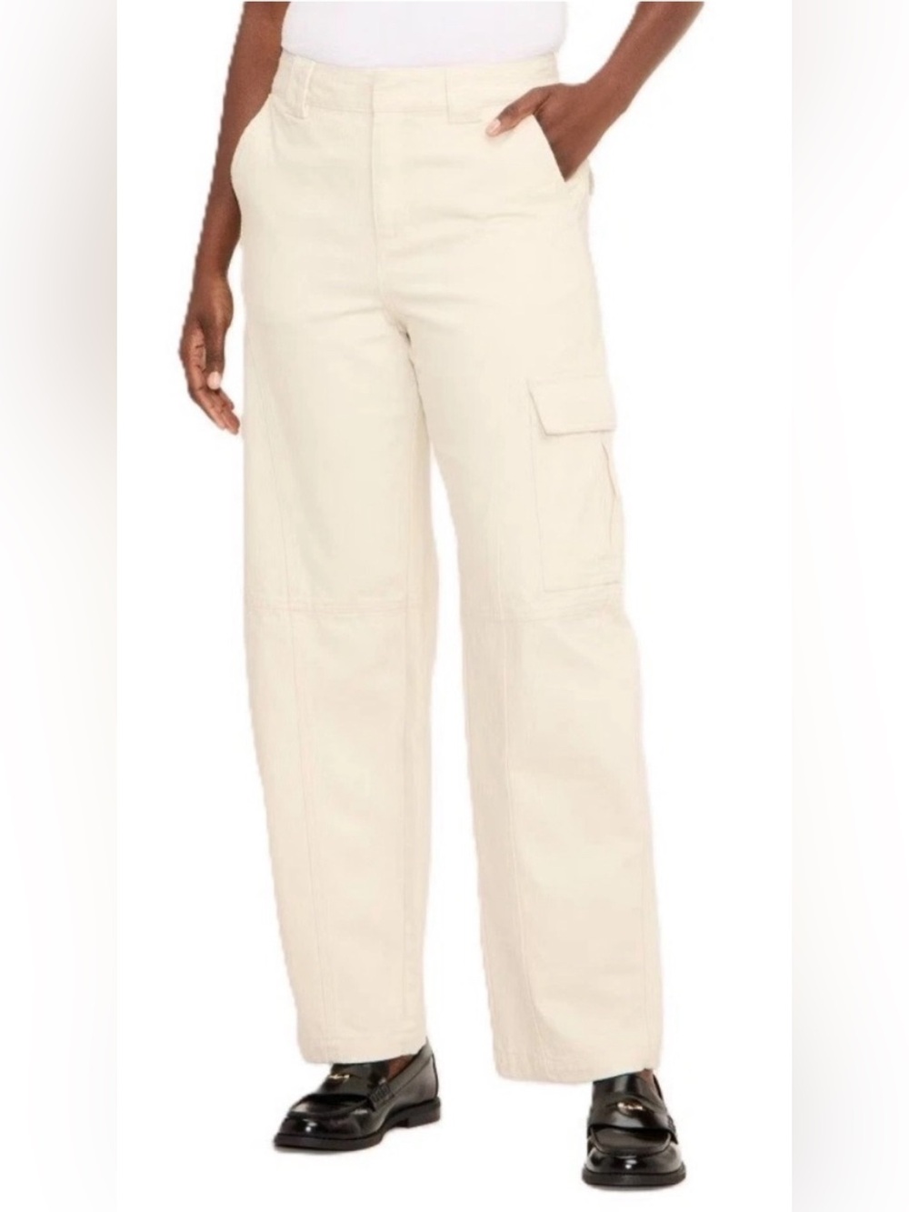 NWT Woolrich Women's Cargo  Barrel Jean Ivory Cream Utility Pants  Size 6